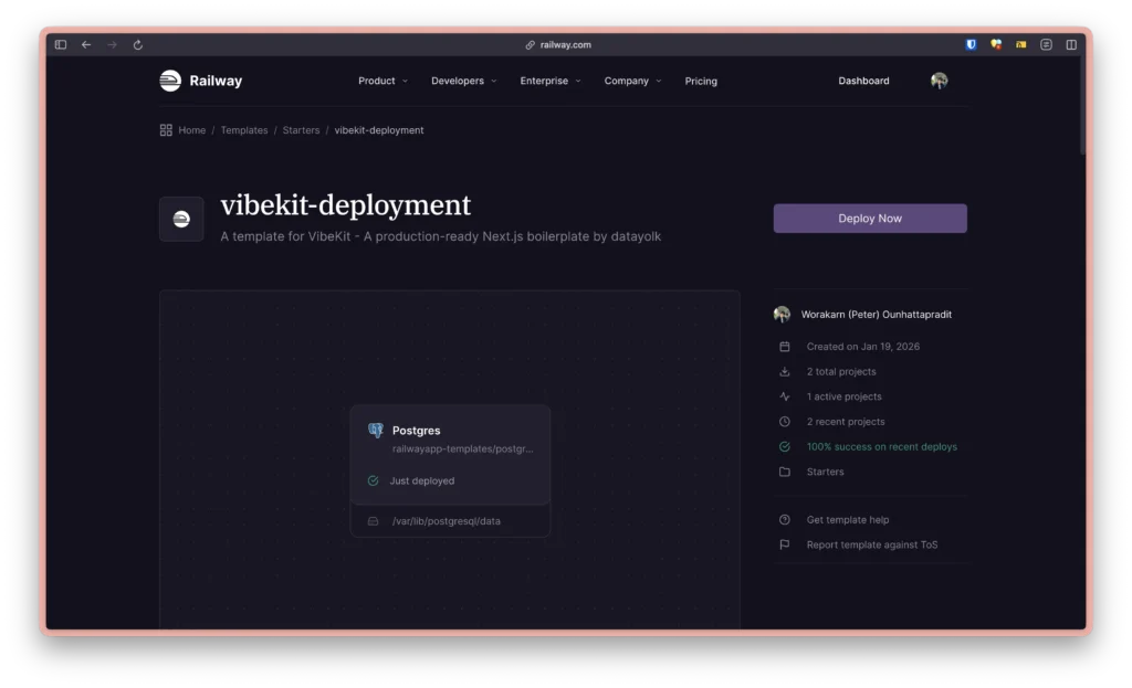 Deploy โดยใช้ VibeKit template