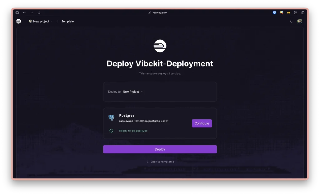 การตั้งค่า VibeKit deployment