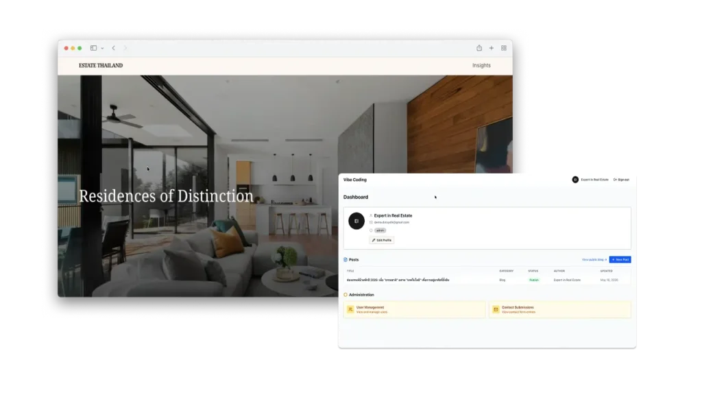 Vibe Coding สร้างเว็บไซต์ Agency พร้อม CMS และ Contact Form ใช้เองแบบไม่ต้องเขียนโค้ด ด้วย VibeKit