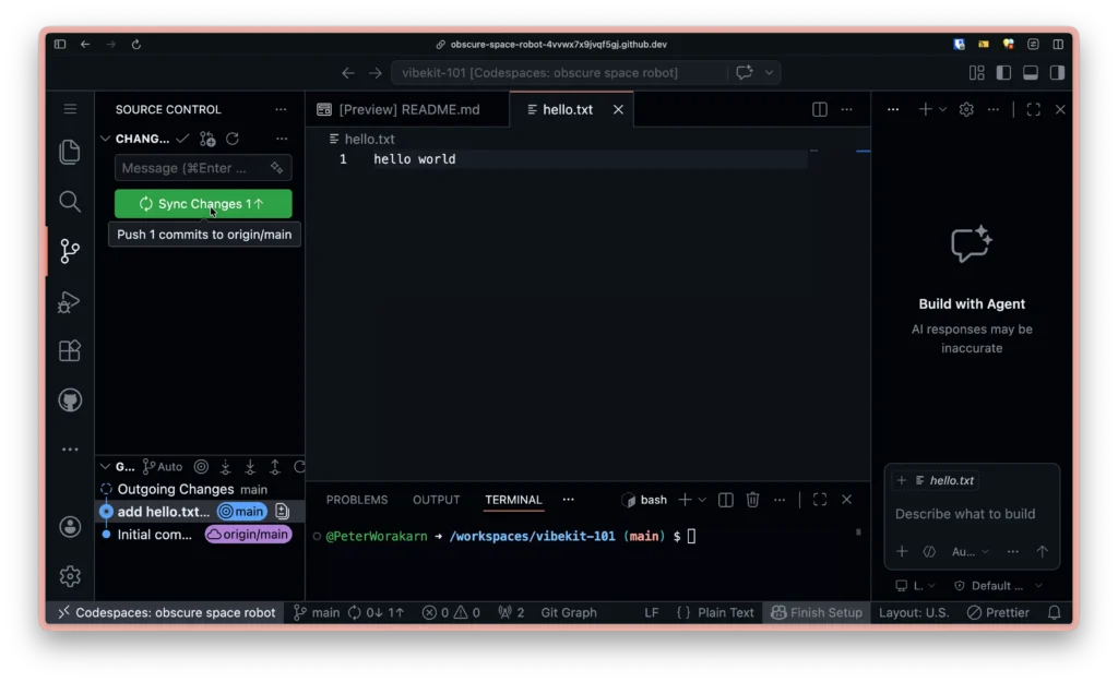 การ Sync Changes เพื่อบันทึกการแก้ไขบน GitHub
