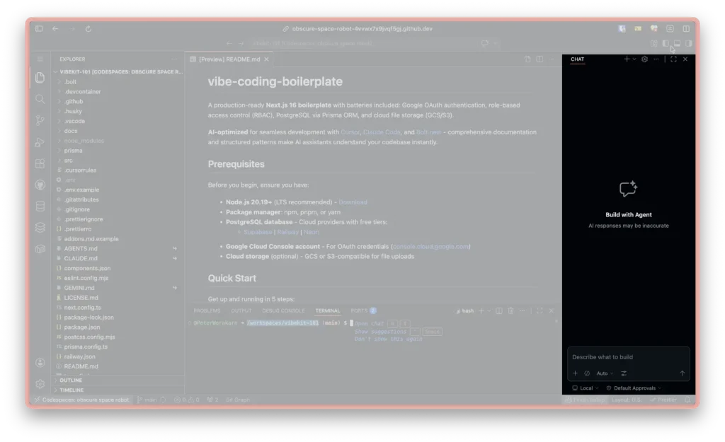 AI Coding Agent ด้านขวาสุด ใช้คุยกับ AI Agent