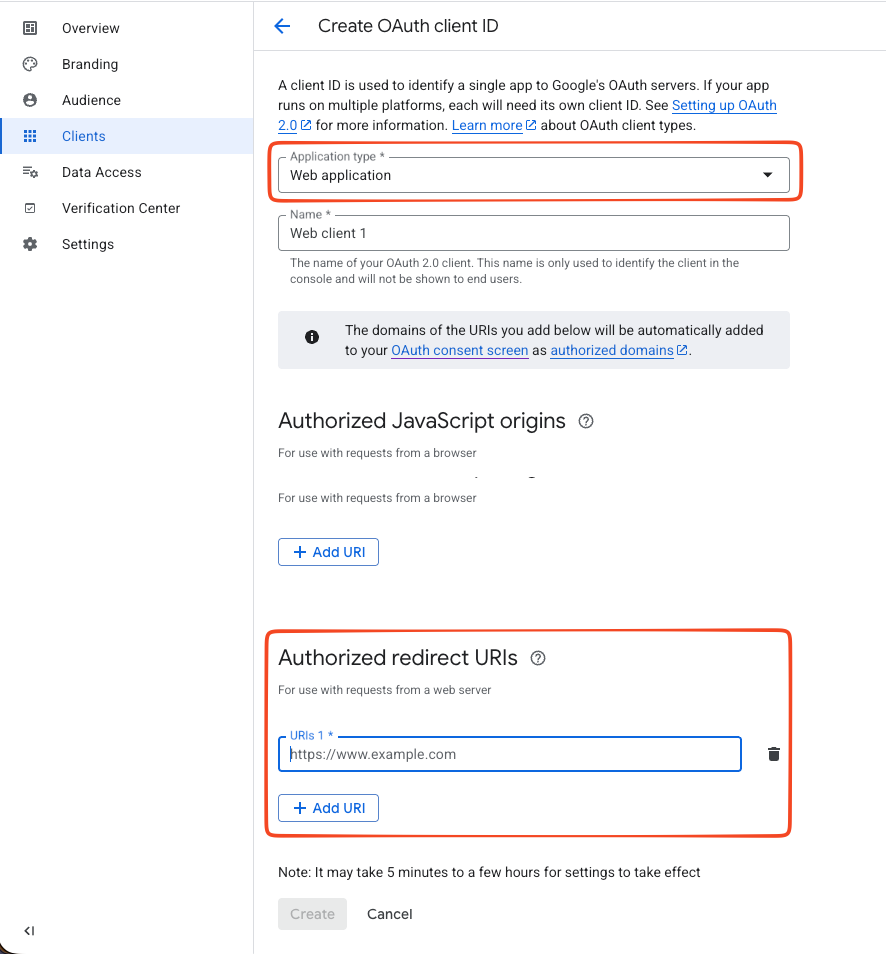 สร้าง OAuth Client ID